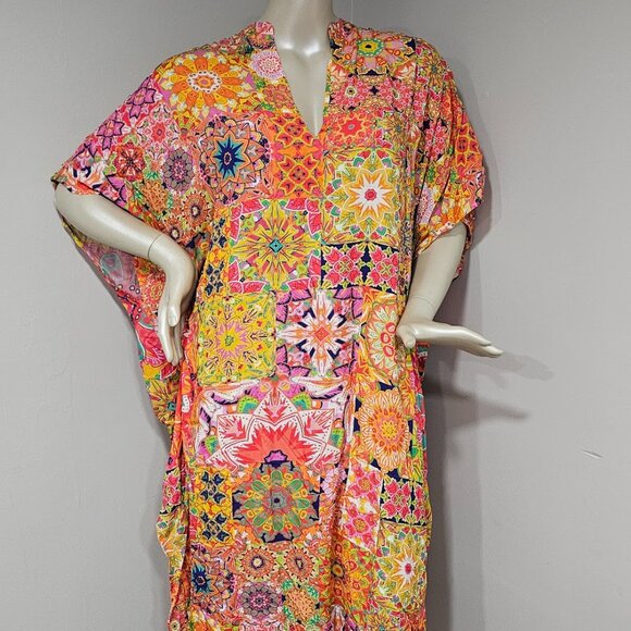 Johnny Was Kaleida Caftan Swim Cover-up - Picture 2 of 13